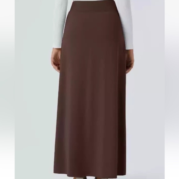 Halara Brown High Waisted Buckle 2-in-1 Maxi Skirt XL NWT - Picture 3 of 5